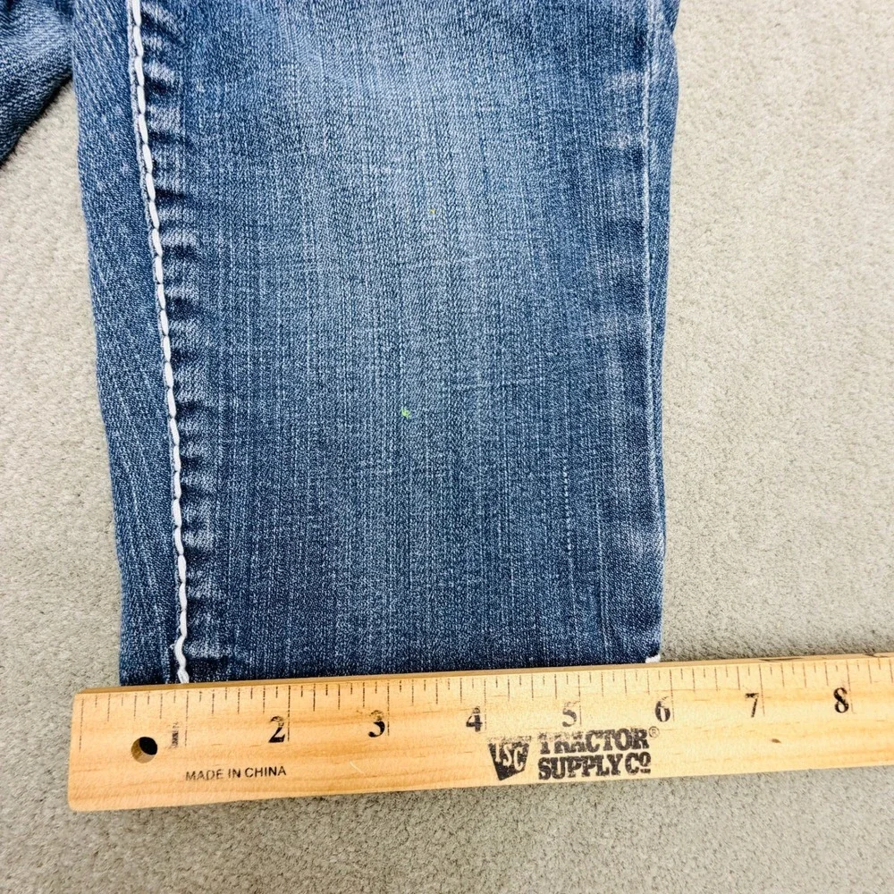 LA Idol USA Womens Denim Bermuda Shorts Blue Thick Stitch Rhinestone Size 12